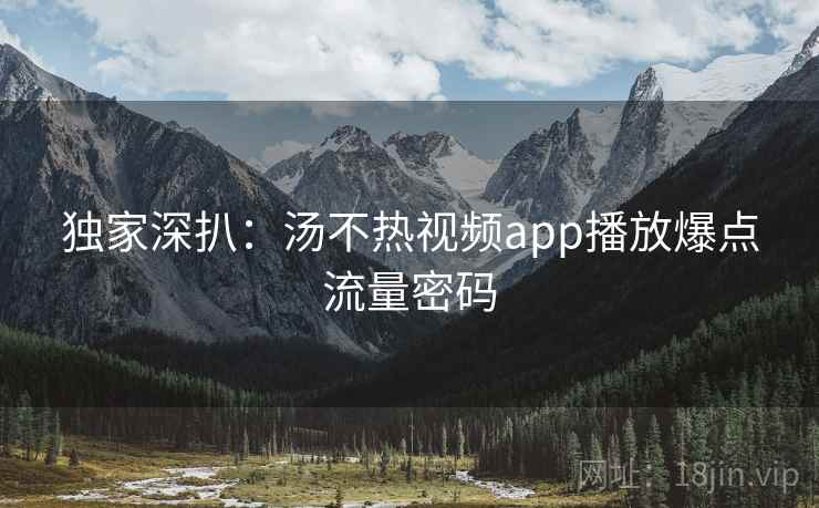 独家深扒：汤不热视频app播放爆点流量密码