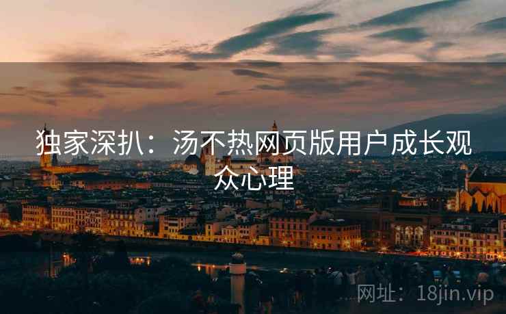 独家深扒：汤不热网页版用户成长观众心理