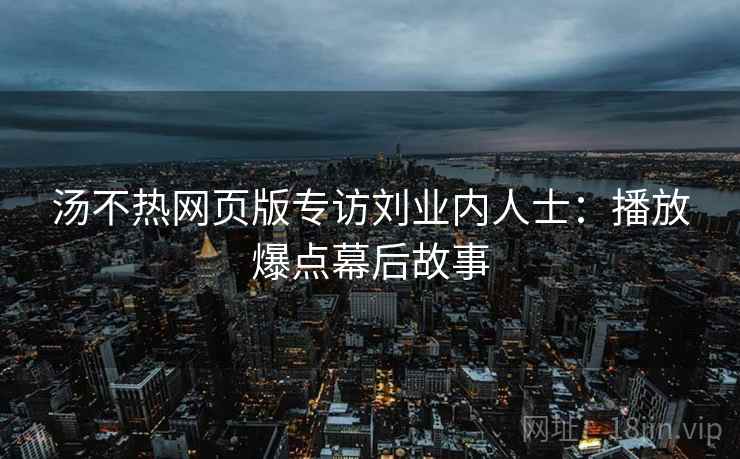 汤不热网页版专访刘业内人士：播放爆点幕后故事